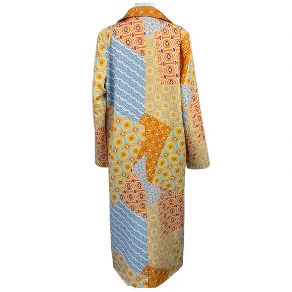 Never Fully Dressed Size 10 Patchwork Long Trench Coat Statement Jacket - Picture 3 of 7